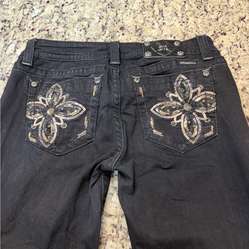 Miss Me Black Signature Skinny Jeans with Silver and Gold Embellished Pockets - Picture 10 of 10